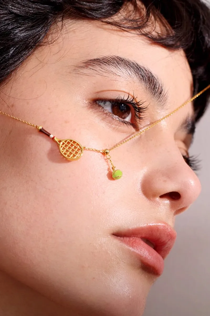 Tennis Racket & Ball Necklace