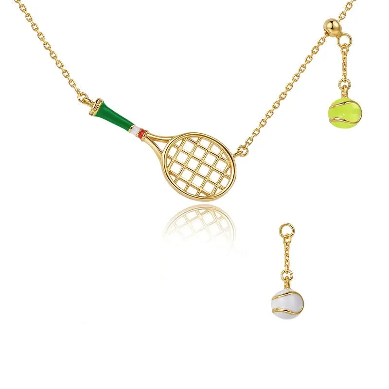 Tennis Racket & Ball Necklace