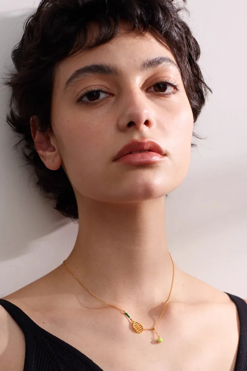 Tennis Racket & Ball Necklace