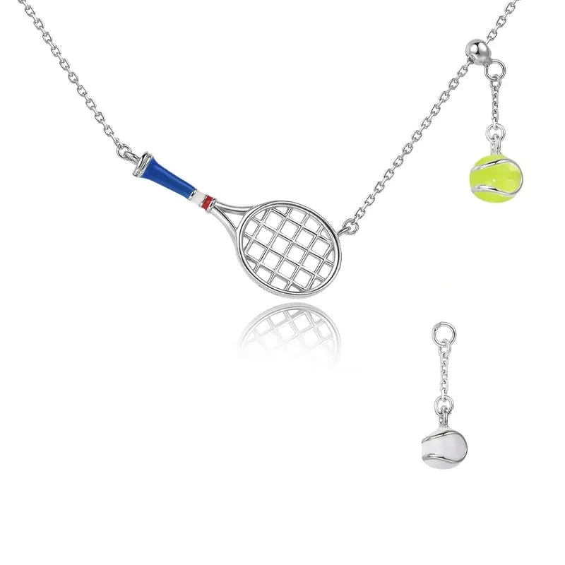 Tennis Racket & Ball Necklace