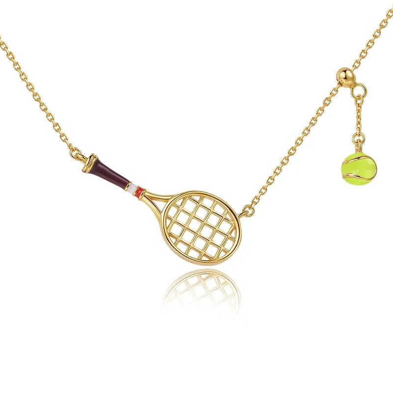 Tennis Racket & Ball Necklace