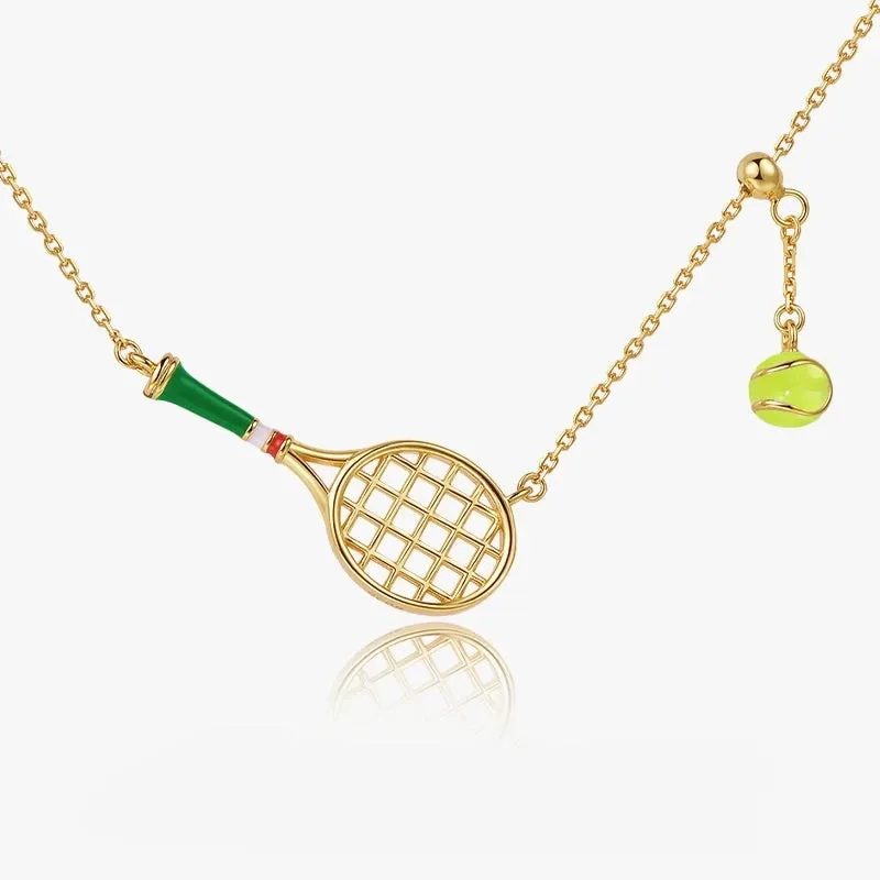 Tennis Racket & Ball Necklace