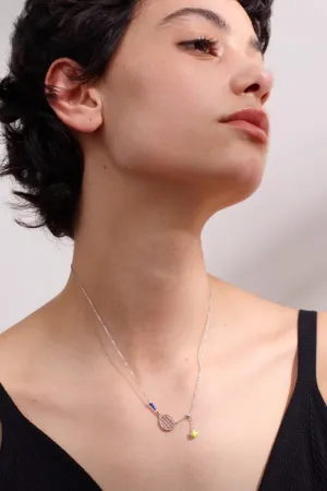 Tennis Racket & Ball Necklace