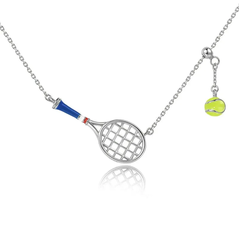Tennis Racket & Ball Necklace