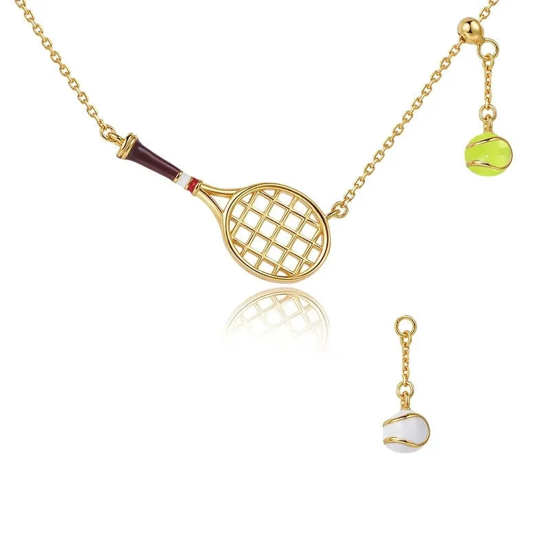 Tennis Racket & Ball Necklace