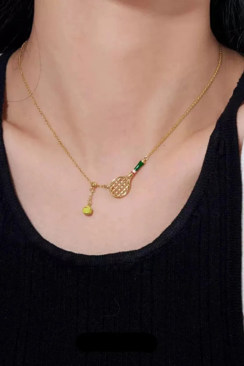 Tennis Racket & Ball Necklace