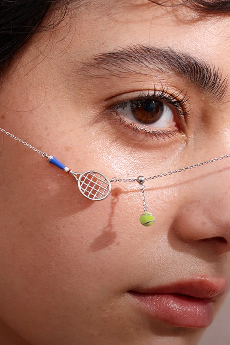 Tennis Racket & Ball Necklace
