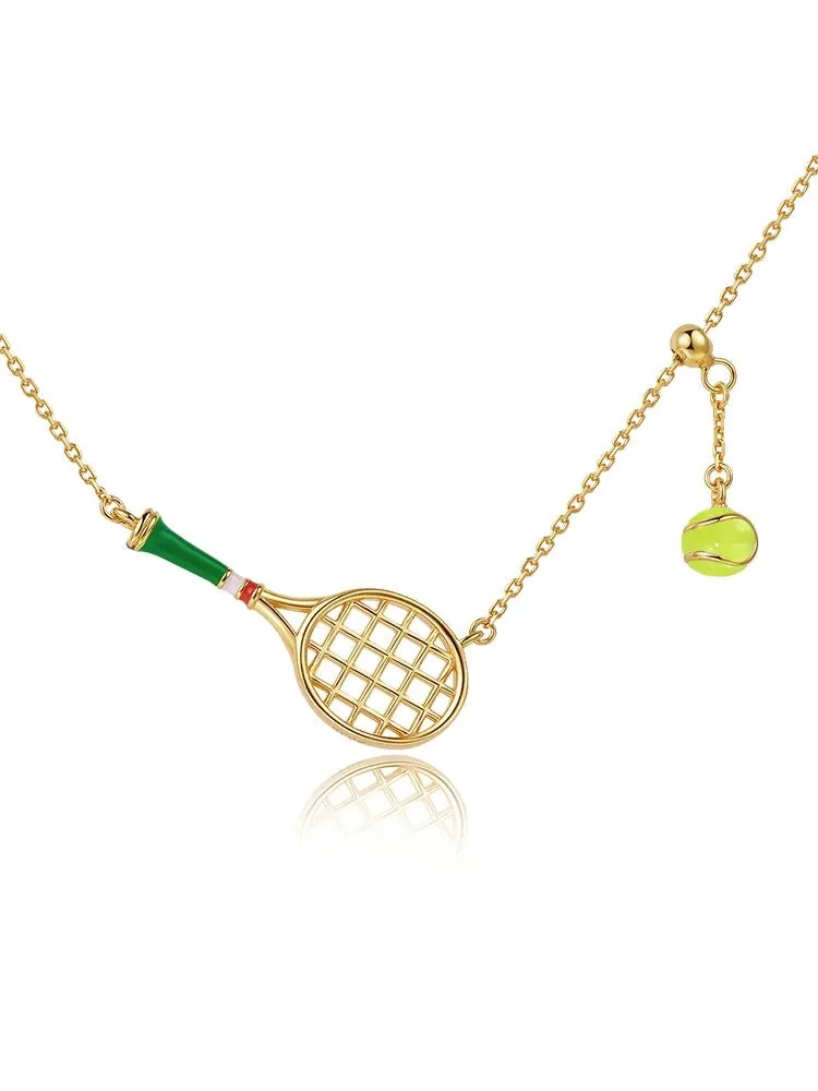 Tennis Racket & Ball Necklace
