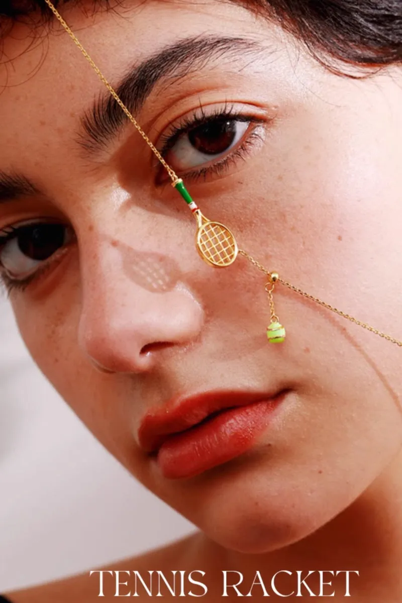 Tennis Racket & Ball Necklace