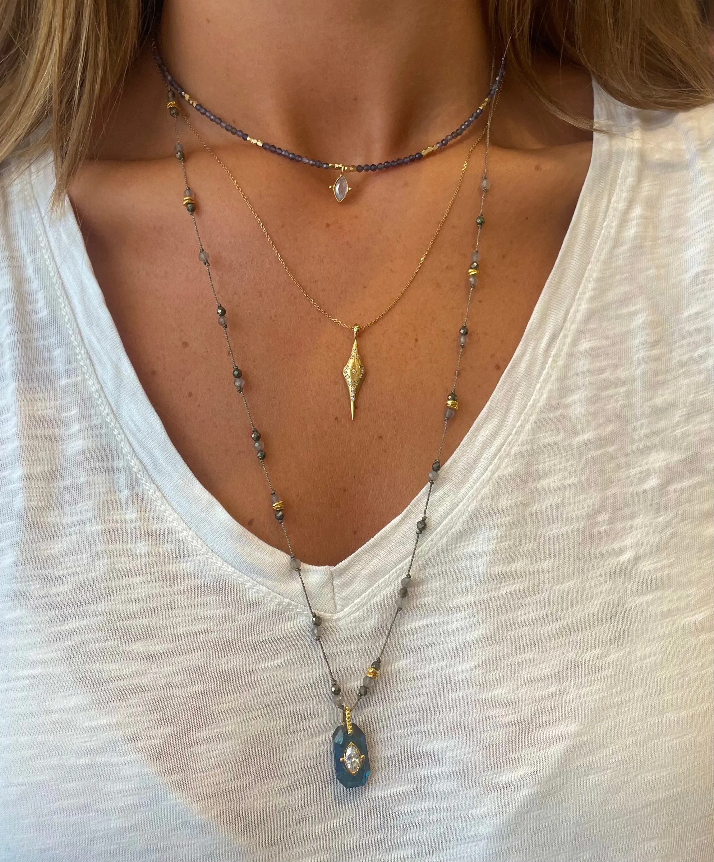 The GiGi Choker ↠ Iolite & Cubic Zirconia