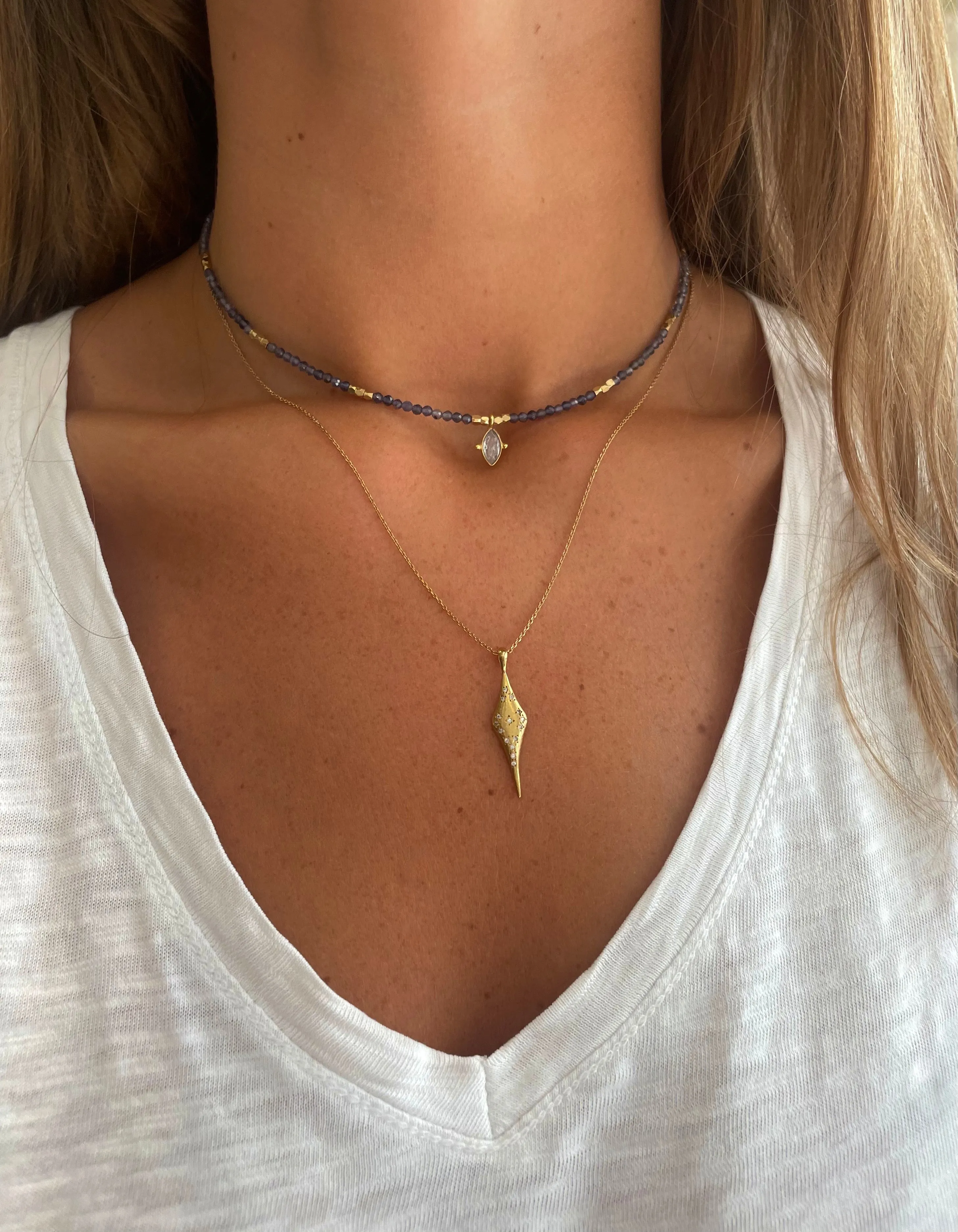 The GiGi Choker ↠ Iolite & Cubic Zirconia