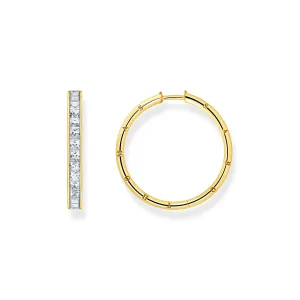 Thomas Sabo Hoop Earrings White Stones Gold