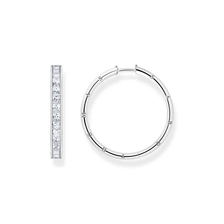 Thomas Sabo Hoop Earrings White Stones Silver
