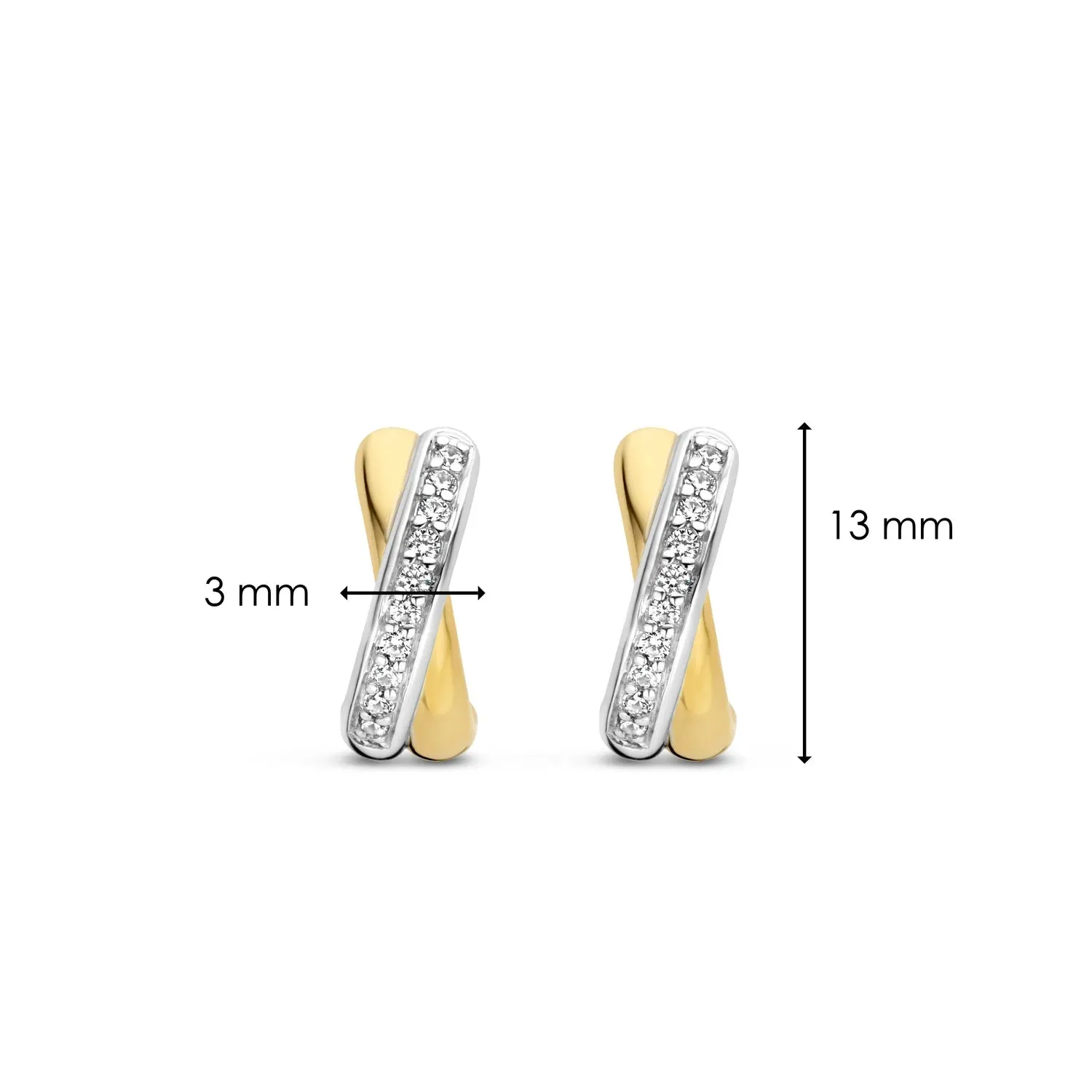 Ti Sento Milano Two Tone Crystal Kiss Huggy Earrings