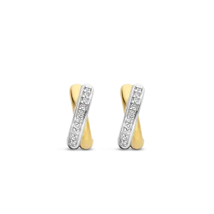 Ti Sento Milano Two Tone Crystal Kiss Huggy Earrings
