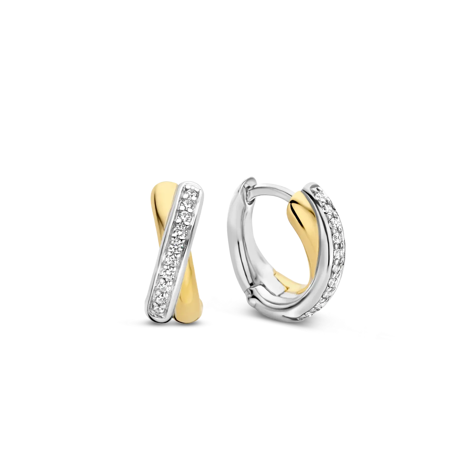 Ti Sento Milano Two Tone Crystal Kiss Huggy Earrings