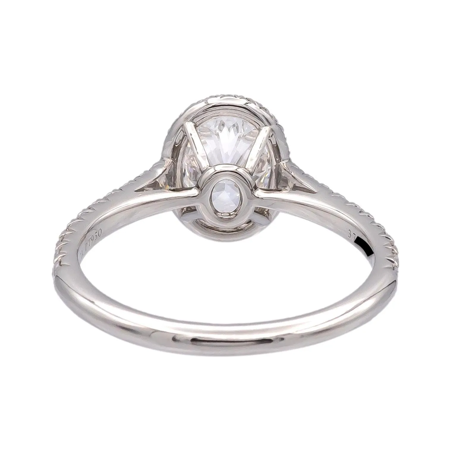 Tiffany & Co. Soleste Oval 1.03 Ct Cntr Diamond Engagement Ring Platinum F VS1