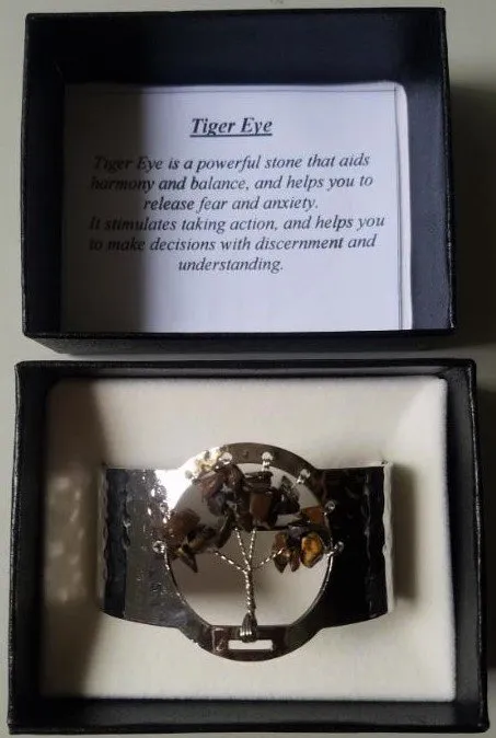 Tiger's Eye Tree of Life Silver Plated Bracelet