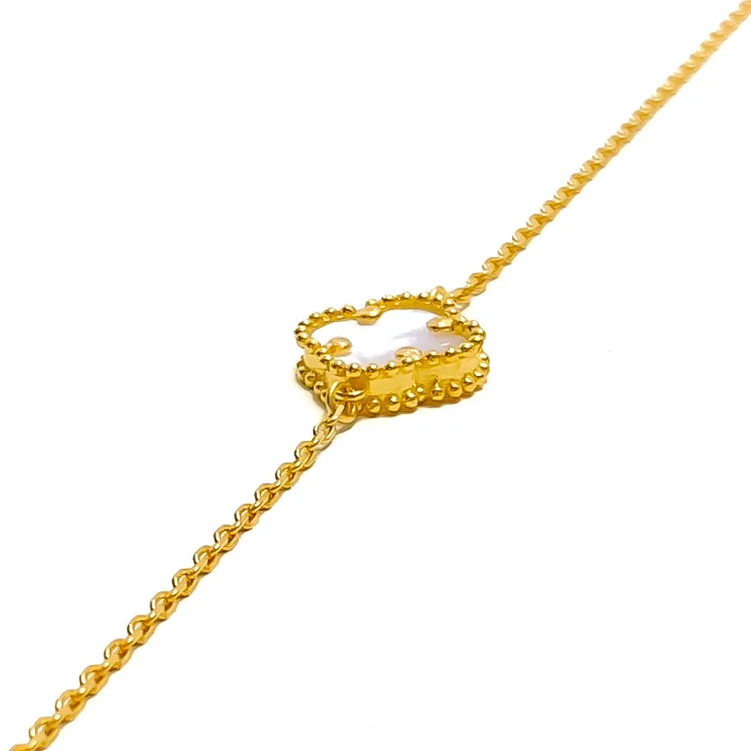 Timeless Beautiful 21k Gold Clover Bracelet
