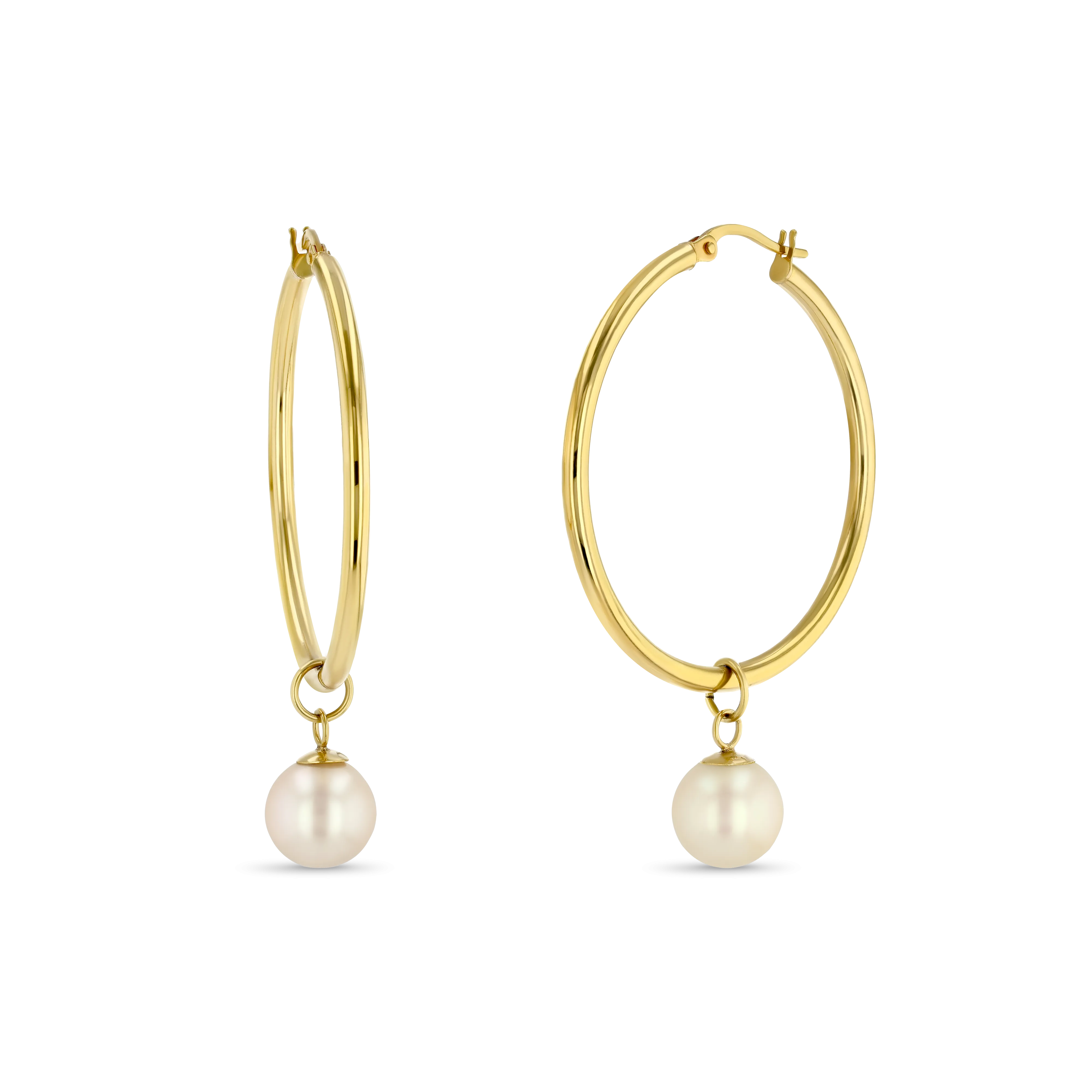 Timeless Hoops With Removable Pearl Drop
