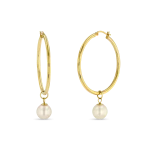 Timeless Hoops With Removable Pearl Drop
