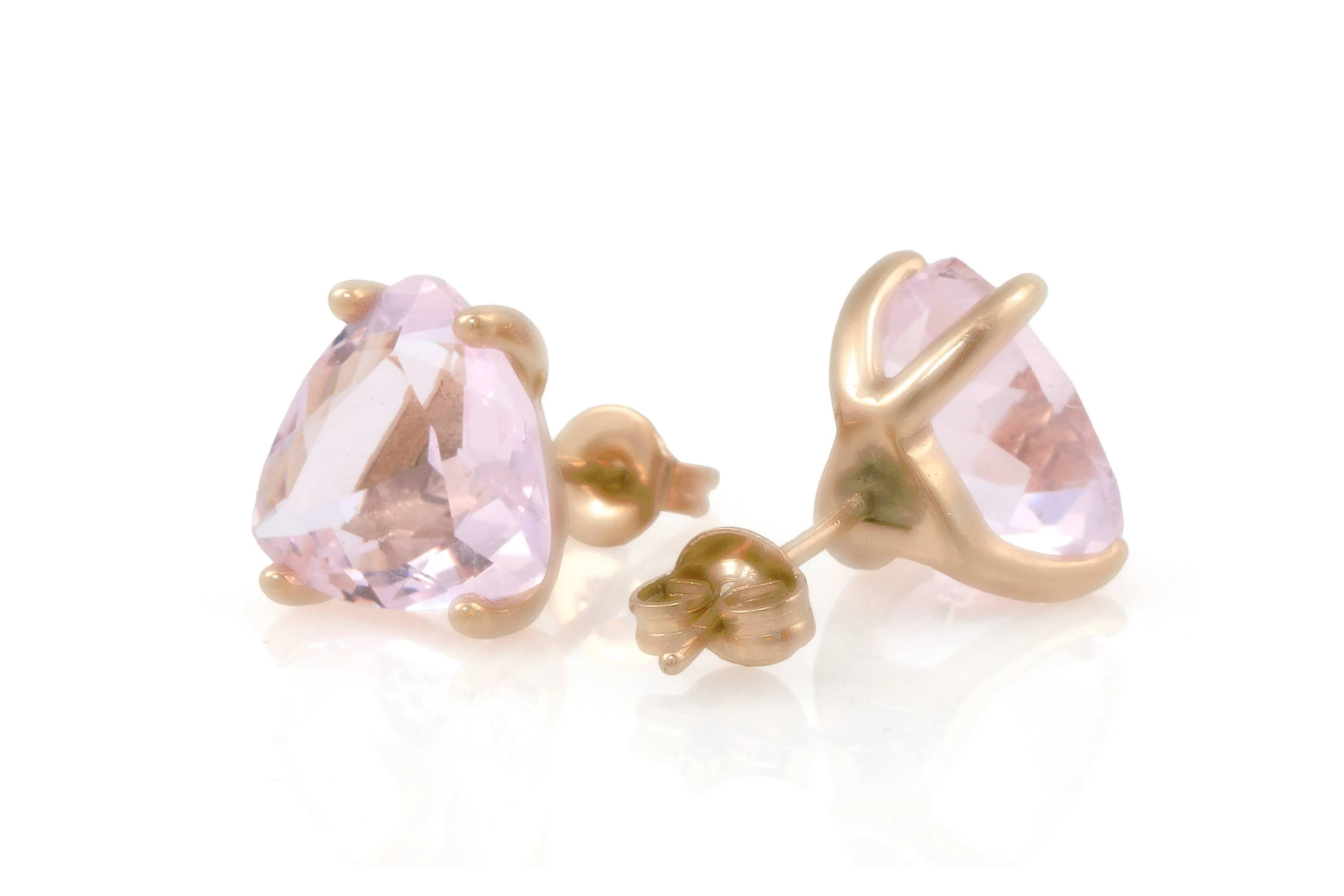 Timeless Rose Quartz Gold Stud Earrings