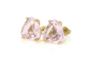 Timeless Rose Quartz Gold Stud Earrings