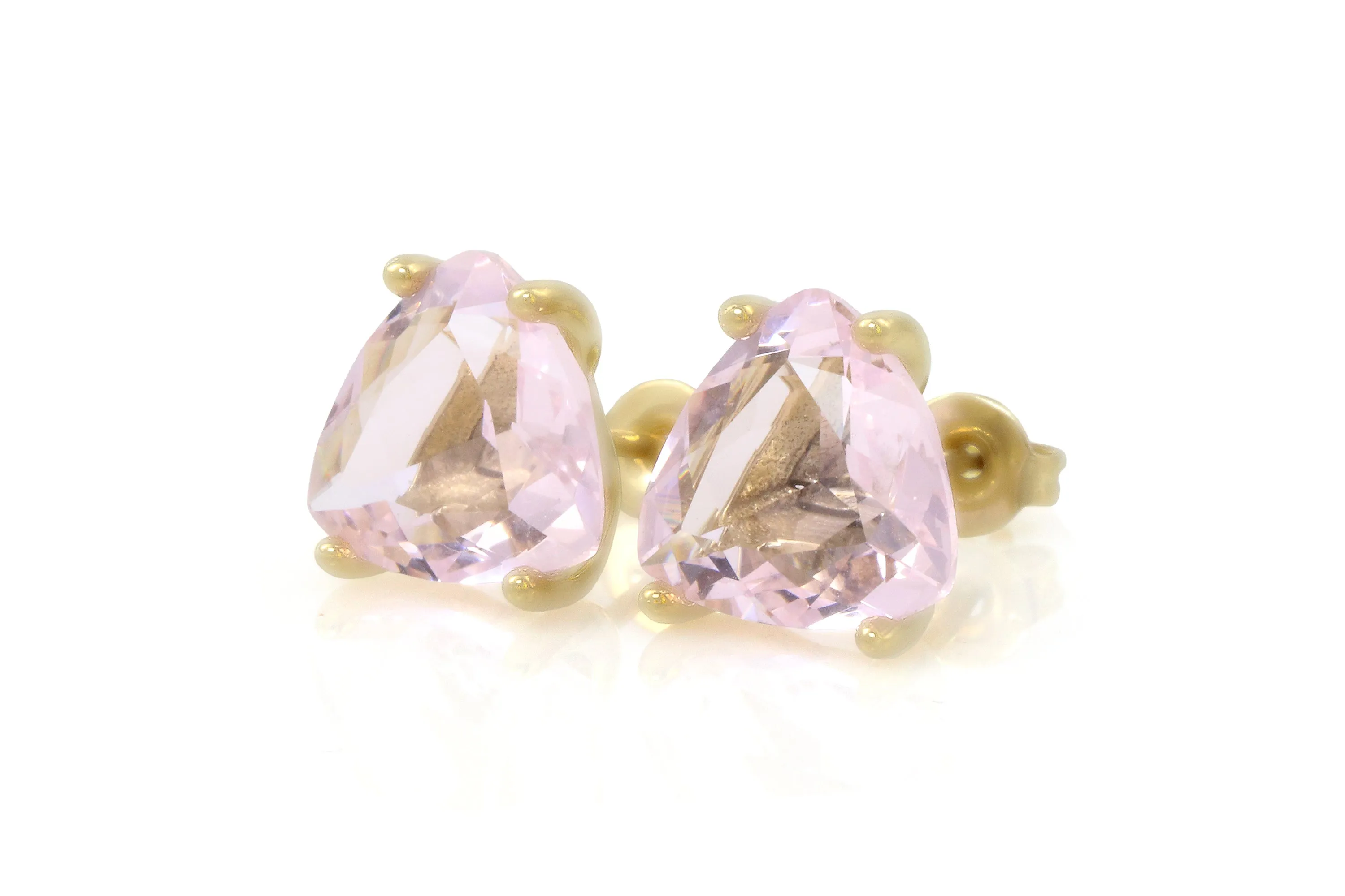 Timeless Rose Quartz Gold Stud Earrings