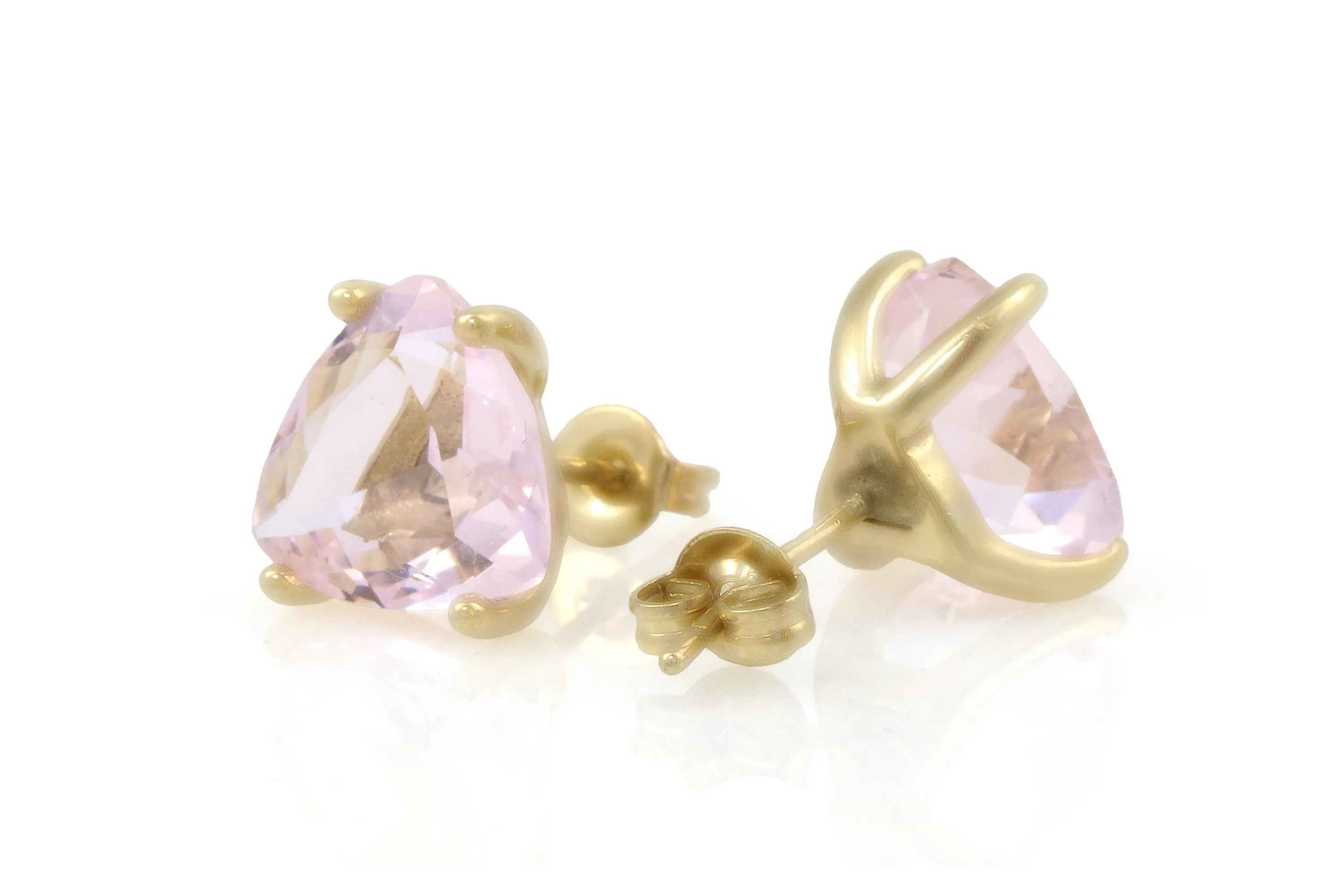 Timeless Rose Quartz Gold Stud Earrings