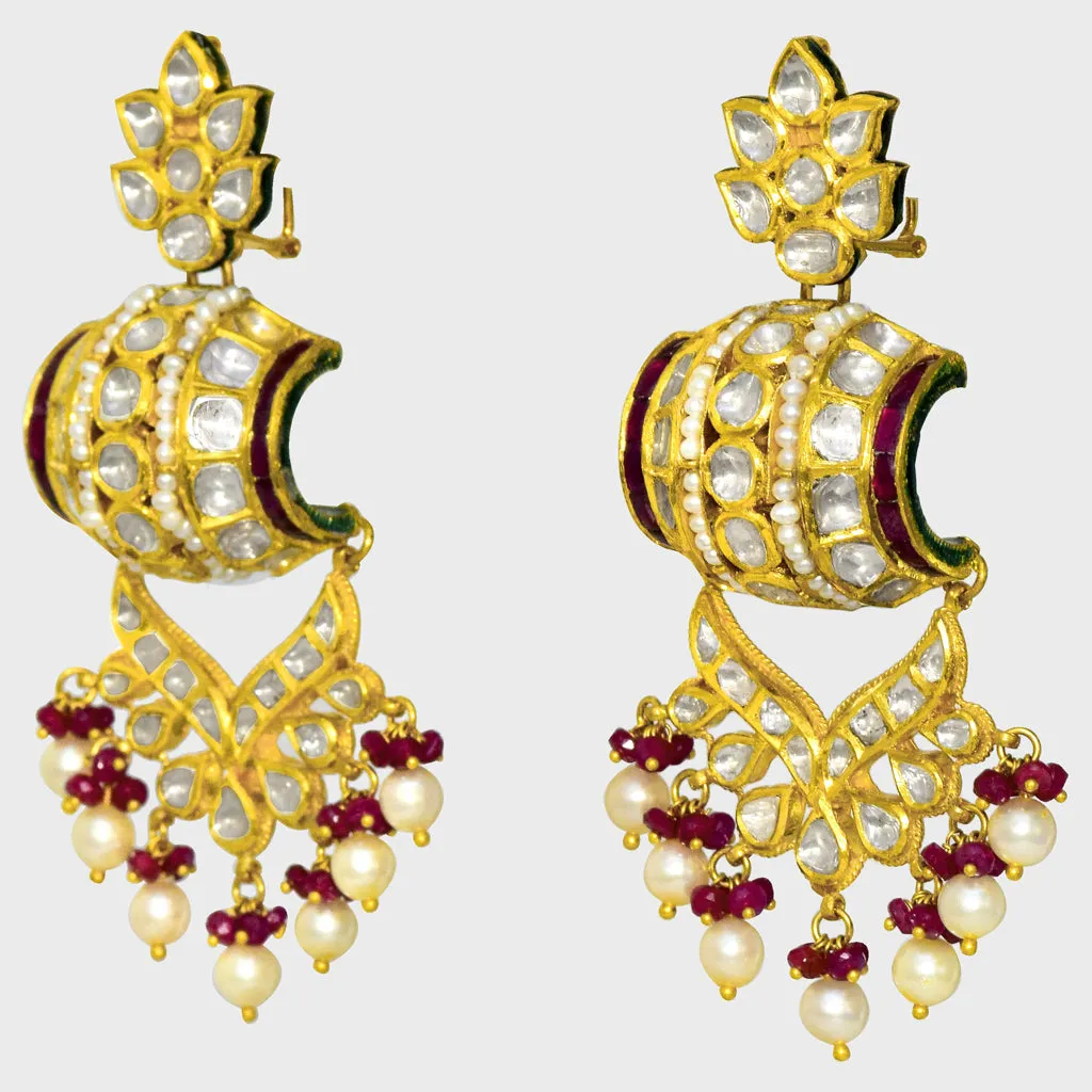 Timeless Traditional Hasli Style Necklace and Long Earring - (KMNE3410)