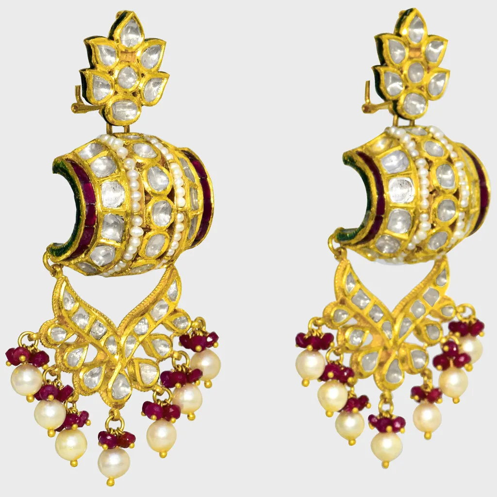 Timeless Traditional Hasli Style Necklace and Long Earring - (KMNE3410)