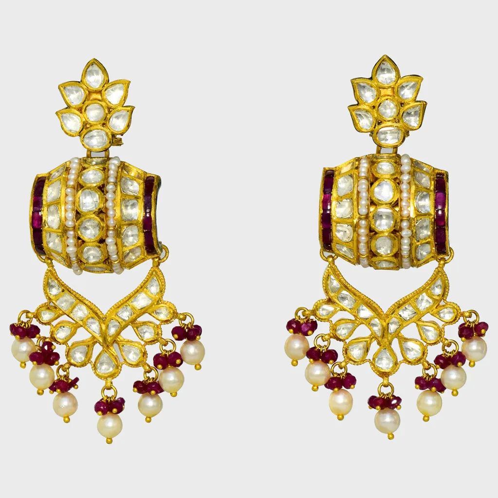 Timeless Traditional Hasli Style Necklace and Long Earring - (KMNE3410)