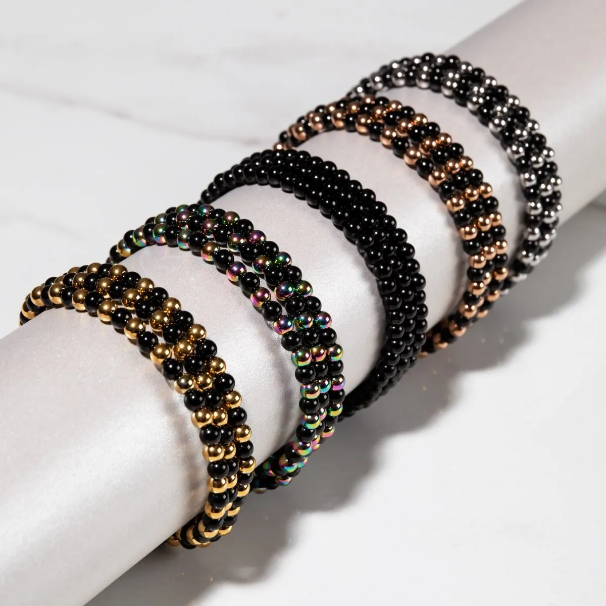 Trinity | Gold x Gunmetal | Triple Strand Bracelet