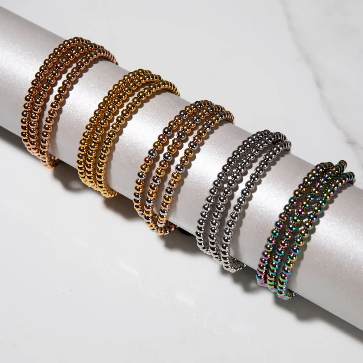 Trinity | Unicorn Silver x White | Triple Strand Bracelet