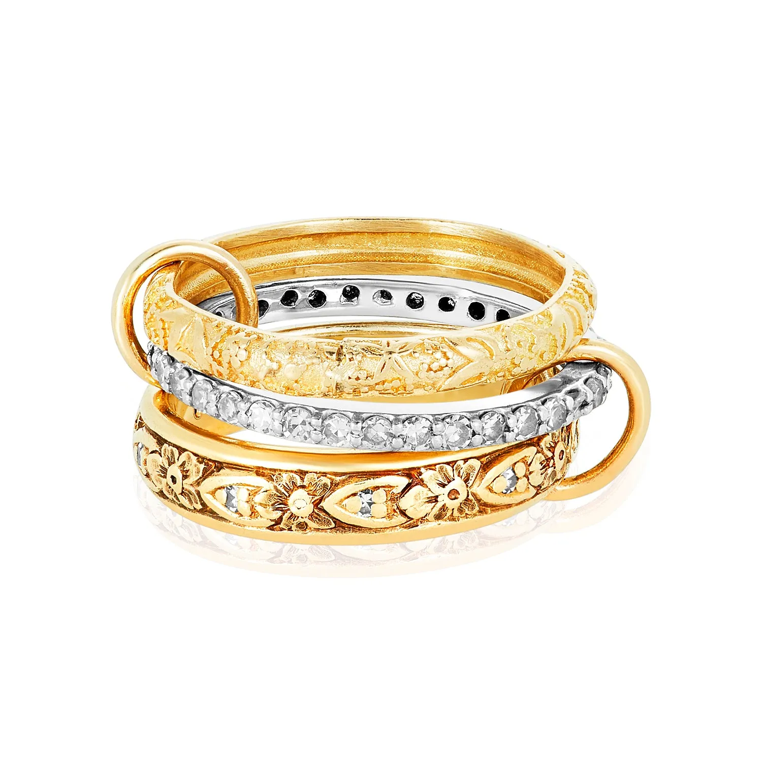Trio Gold Three-Link Diamond Ring