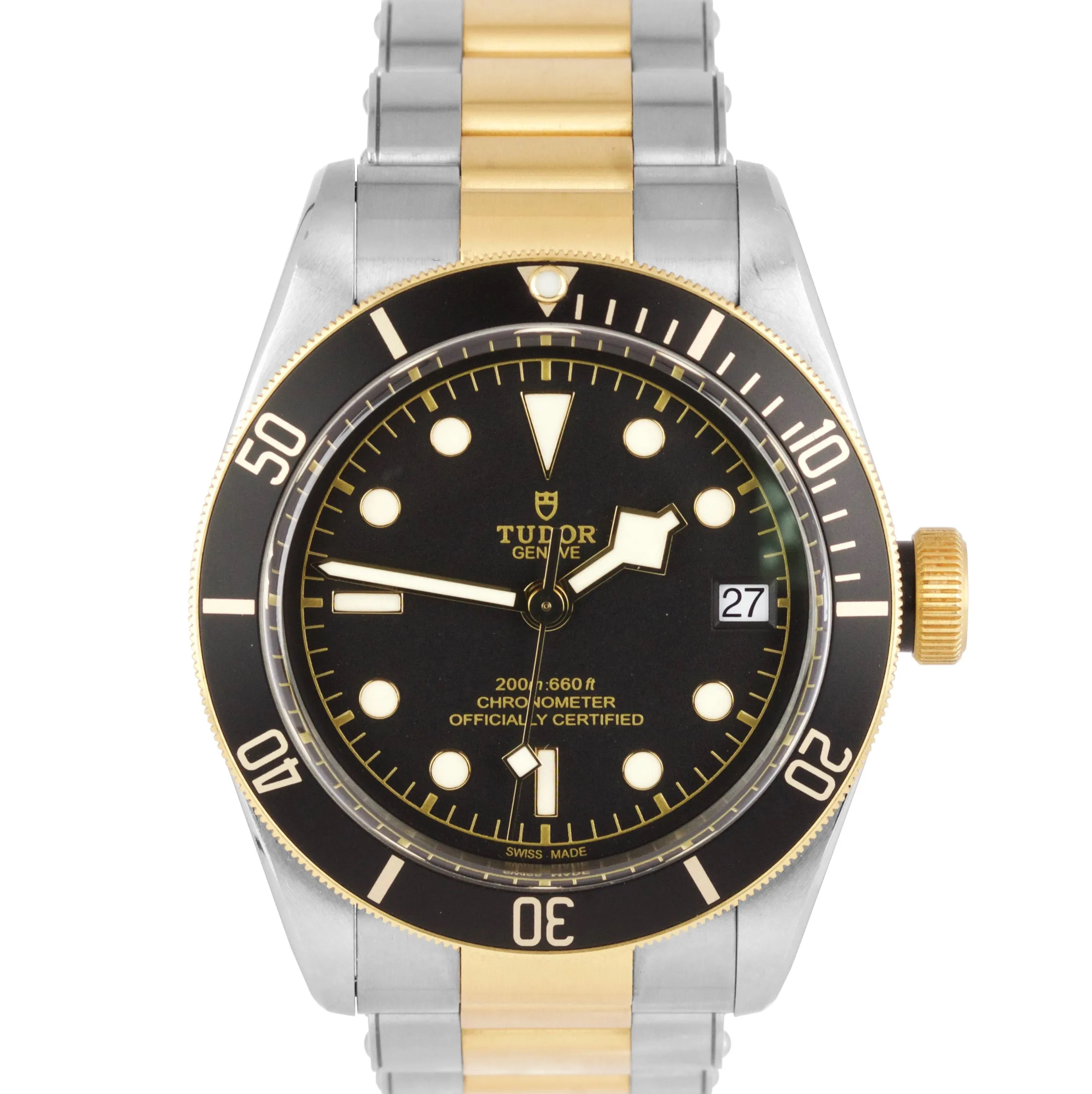 Tudor Black Bay Heritage Two-Tone Stainless Black 41mm Watch 79733N BP OPEN CARD