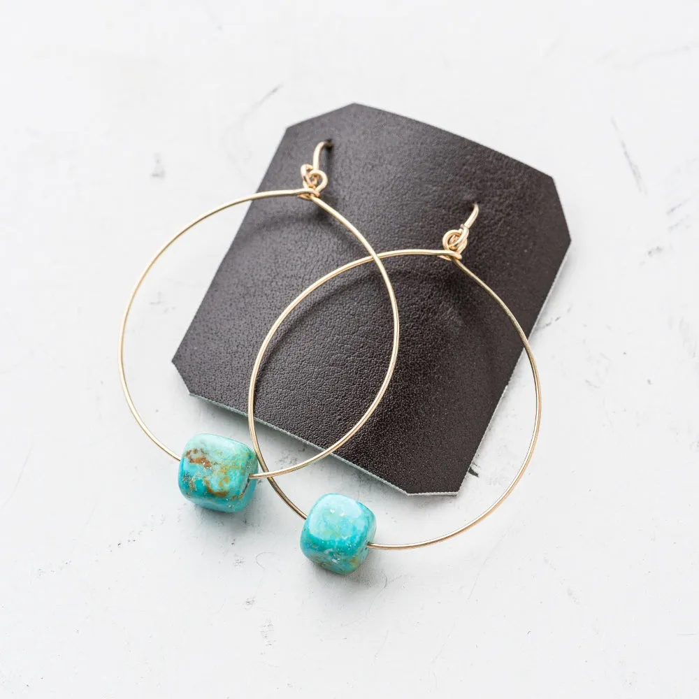 Turquoise Cube Hoop Earrings