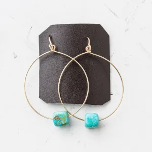 Turquoise Cube Hoop Earrings