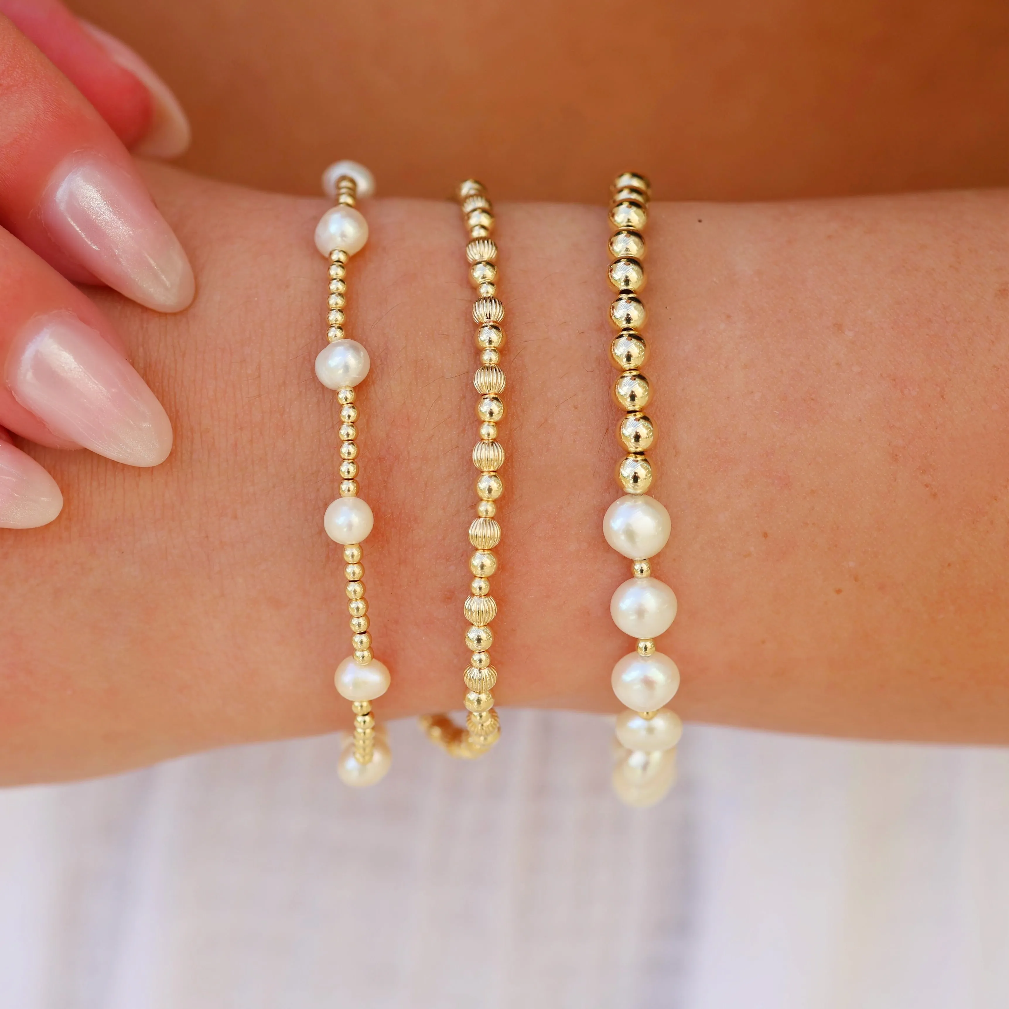 TUSCANY | Gold Filled Beaded Bracelets Stack