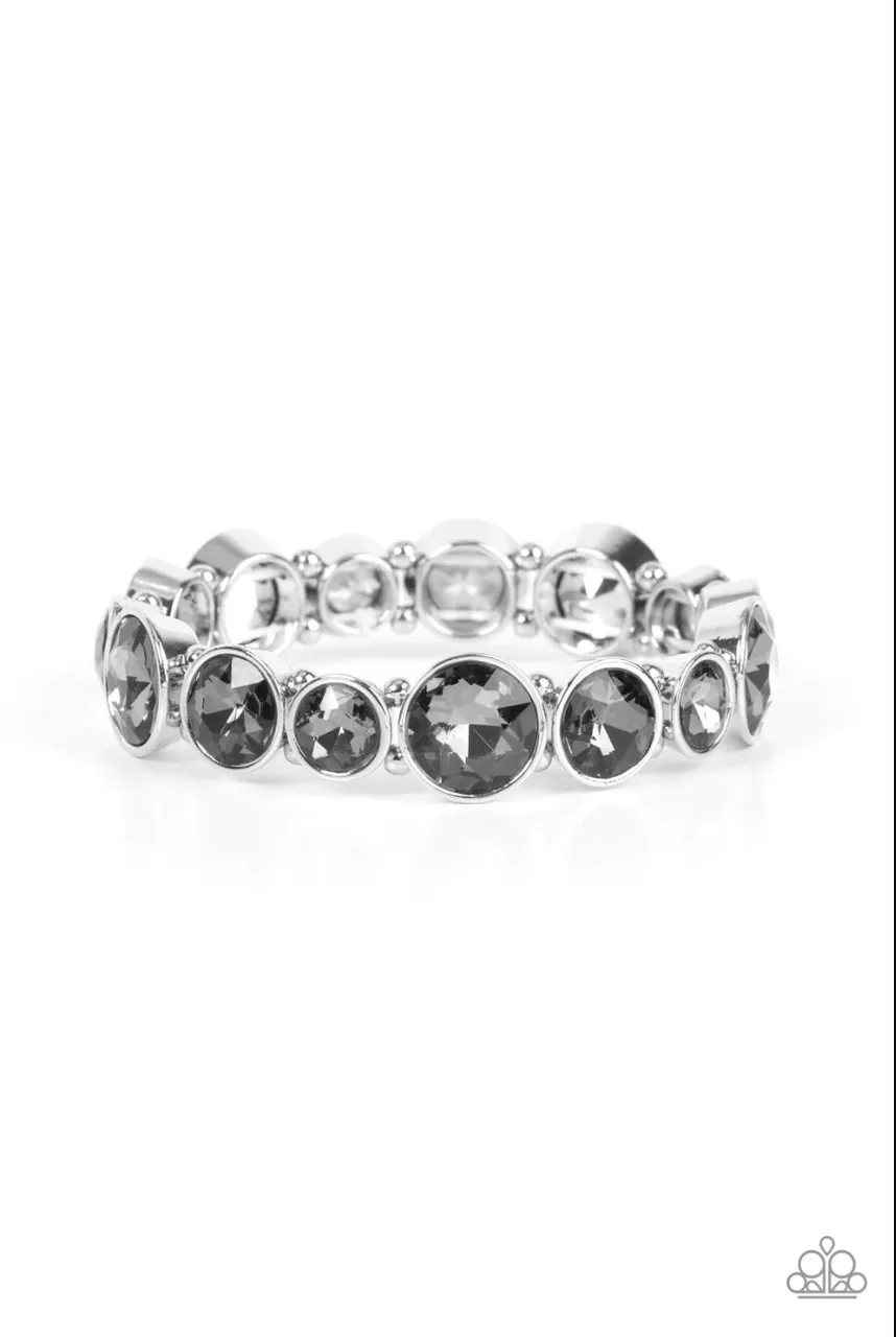 Twinkling Tease Brown Topaz Gem Silver Paparazzi Stretchy Bracelet