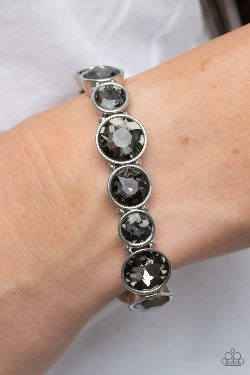 Twinkling Tease Brown Topaz Gem Silver Paparazzi Stretchy Bracelet