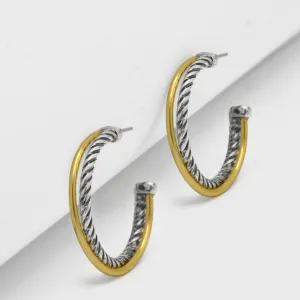 Two Tone Crossover  large Hoop Earrings# HNE90906(FD19)