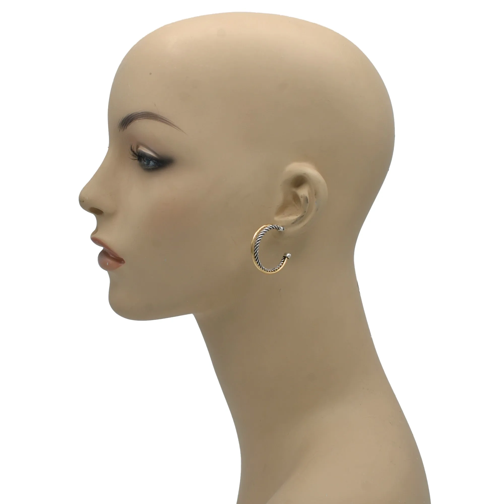 Two Tone Crossover  large Hoop Earrings# HNE90906(FD19)