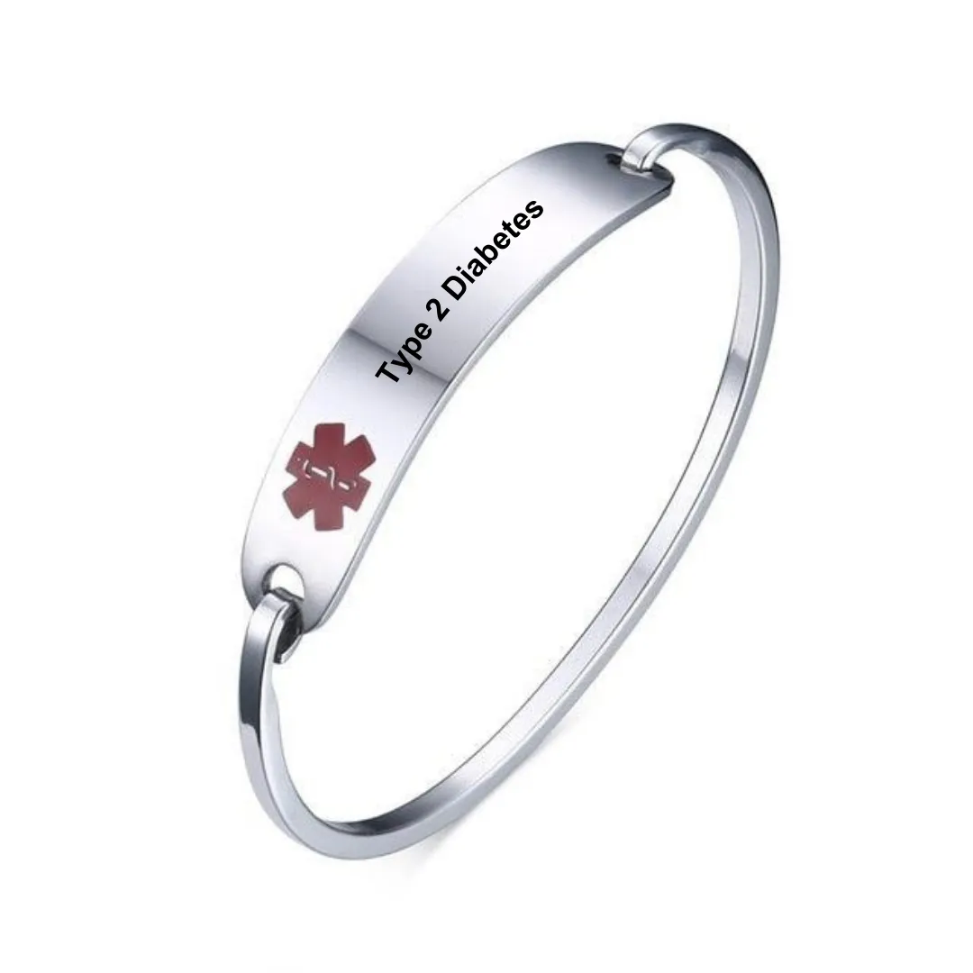 Type 2 Diabetes Medical Alert Bangle 19cm