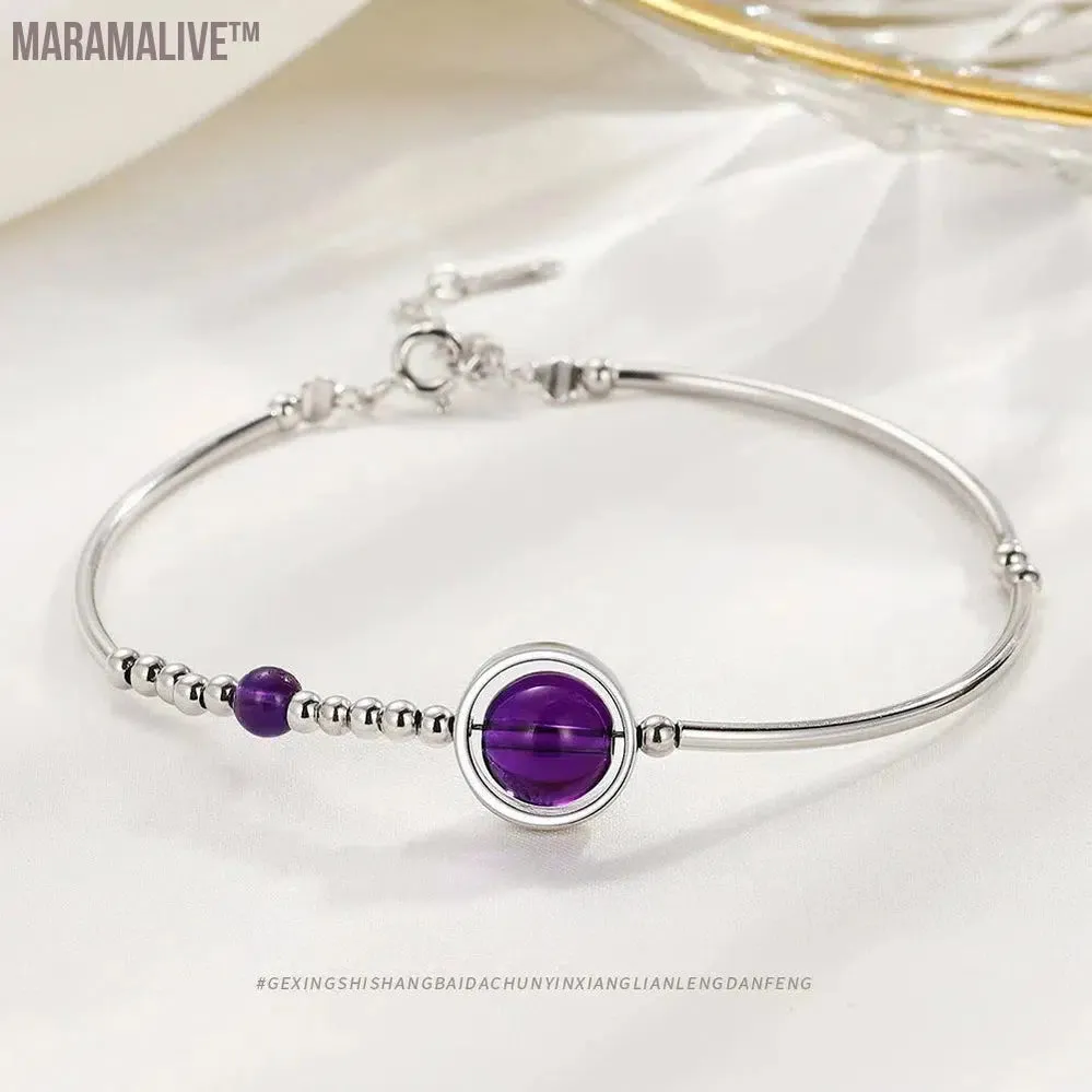 Unique charm and elegance! S925 silver purple crystal bracelet, luxury and high-end, versatile for women