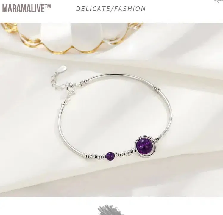 Unique charm and elegance! S925 silver purple crystal bracelet, luxury and high-end, versatile for women