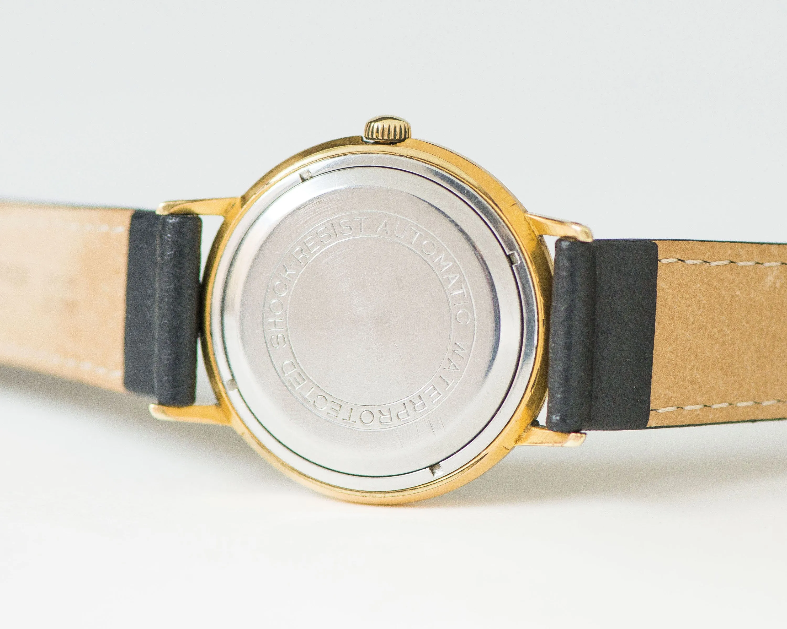 Unisex watch automatic Poljot de Luxe, self winding men watch gold plated AU 20 shockproof unisex watch water resist new luxury leather band