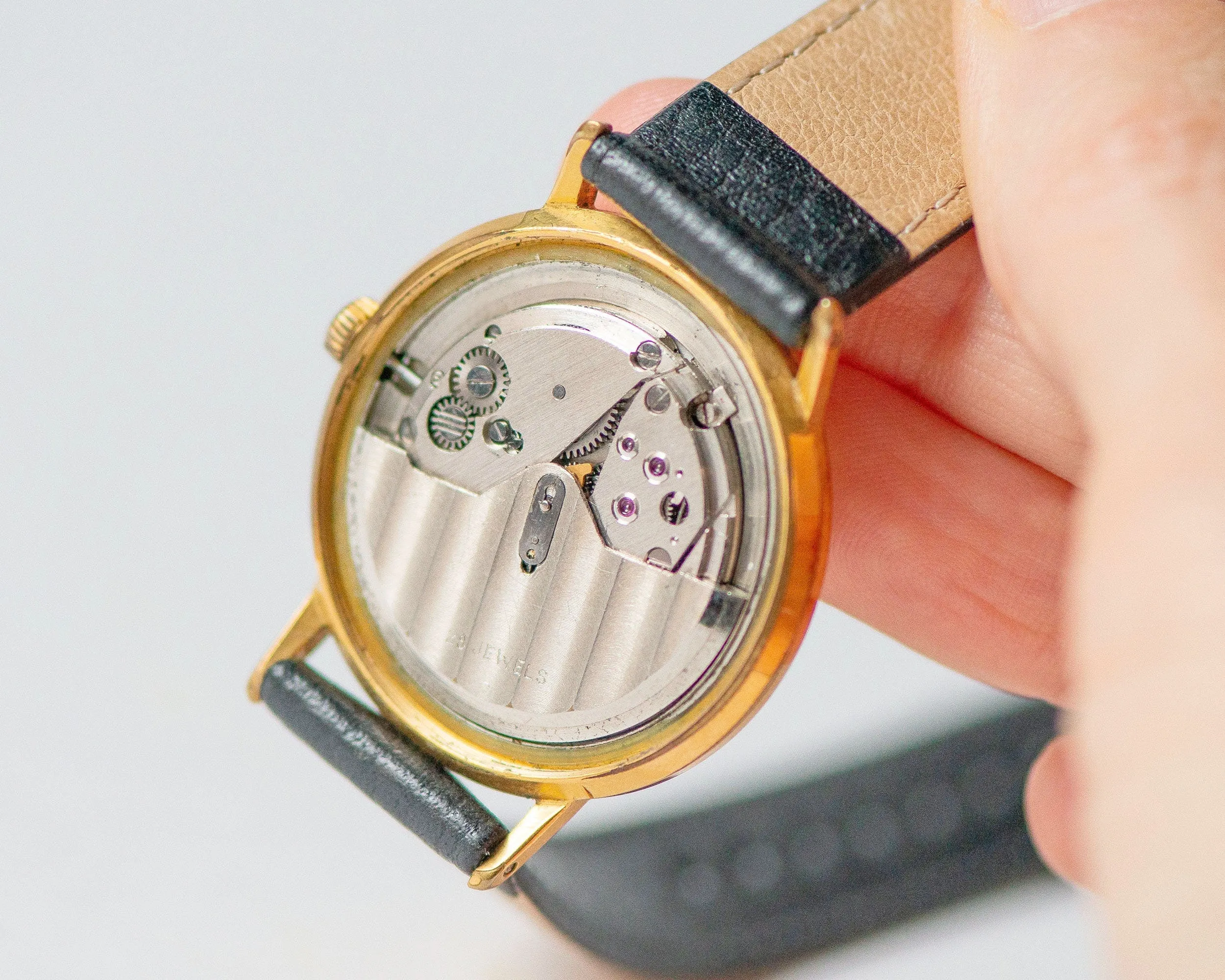 Unisex watch automatic Poljot de Luxe, self winding men watch gold plated AU 20 shockproof unisex watch water resist new luxury leather band