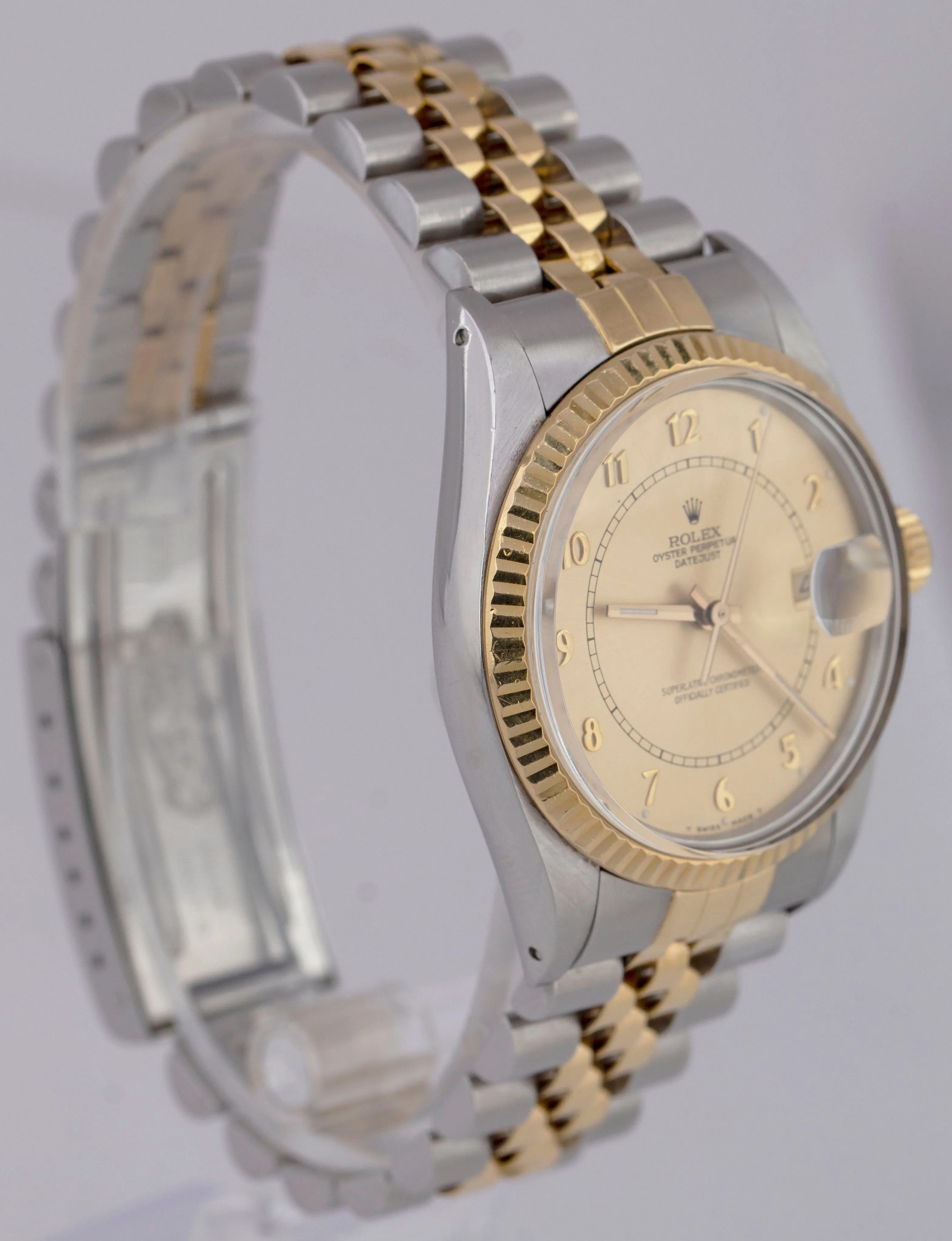 UNPOLISHED Rolex DateJust 36mm PAPERS Champagne BOILER GAUGE Two-Tone 16013 B P