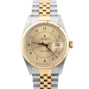 UNPOLISHED Rolex DateJust 36mm PAPERS Champagne BOILER GAUGE Two-Tone 16013 B P